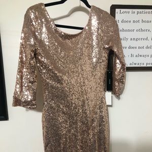 Gold sequin mini dress